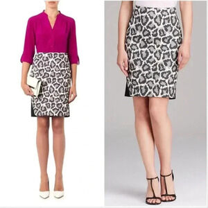DVF Diane Von Furstenberg Emma Jacquard Ponte Knit Leopard Pencil Skirt Size 2